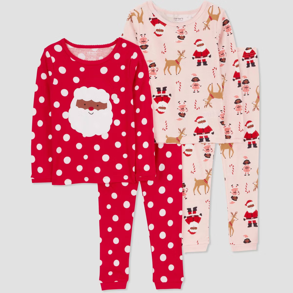 Carter's Just One You® Toddler Girls' 4pc Cotton Long Sleeve Christmas Reindeer and Polka Dots P... | Target