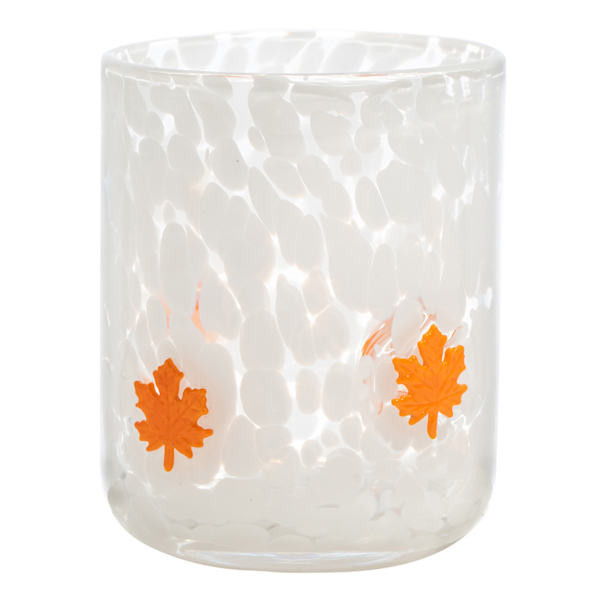 White Confetti Orange Leaf Icon Glass, 17.25oz | At Home