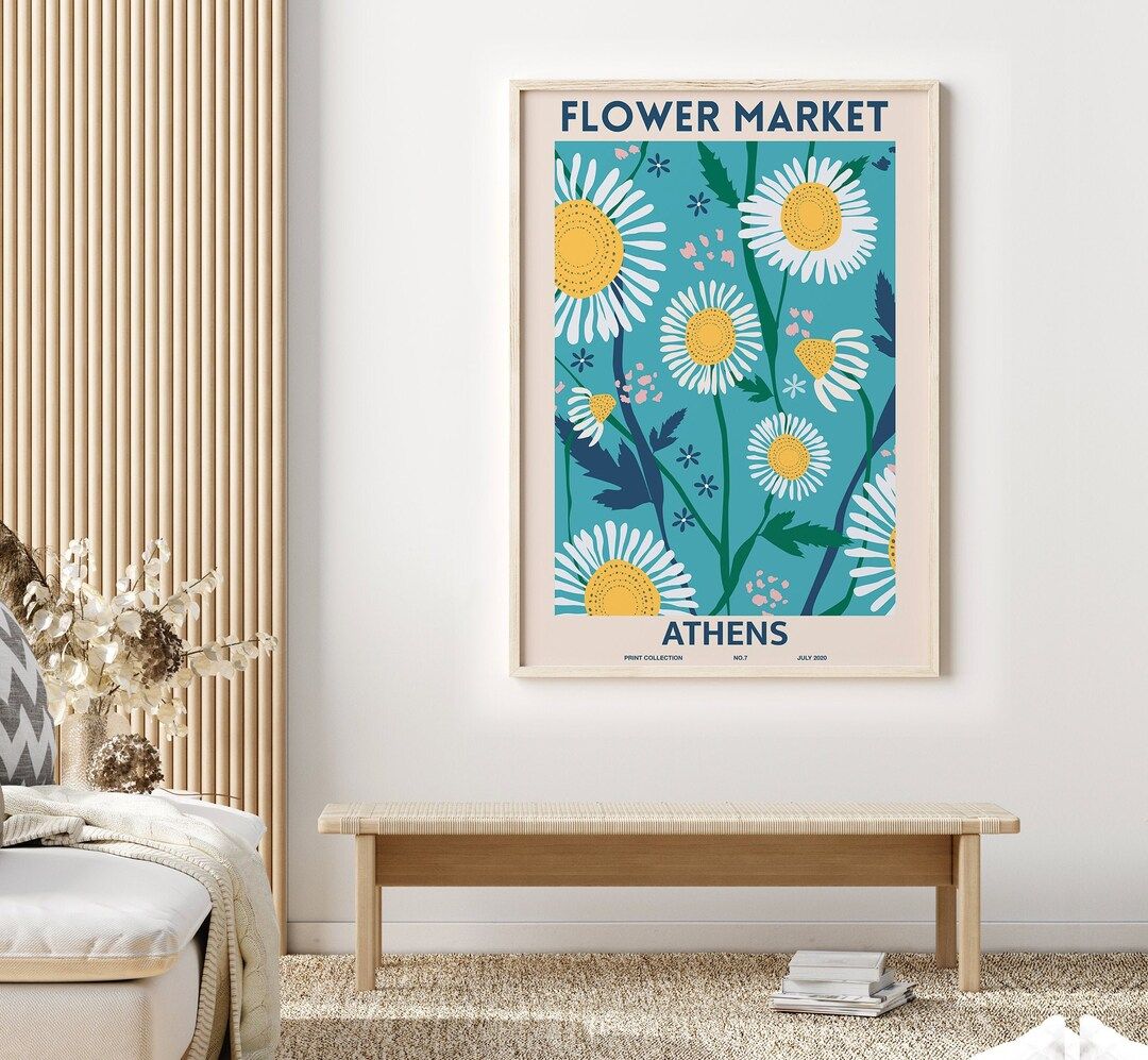 Flower Market Poster Retro Minimalist Flower Market Art Print - Etsy | Etsy (US)