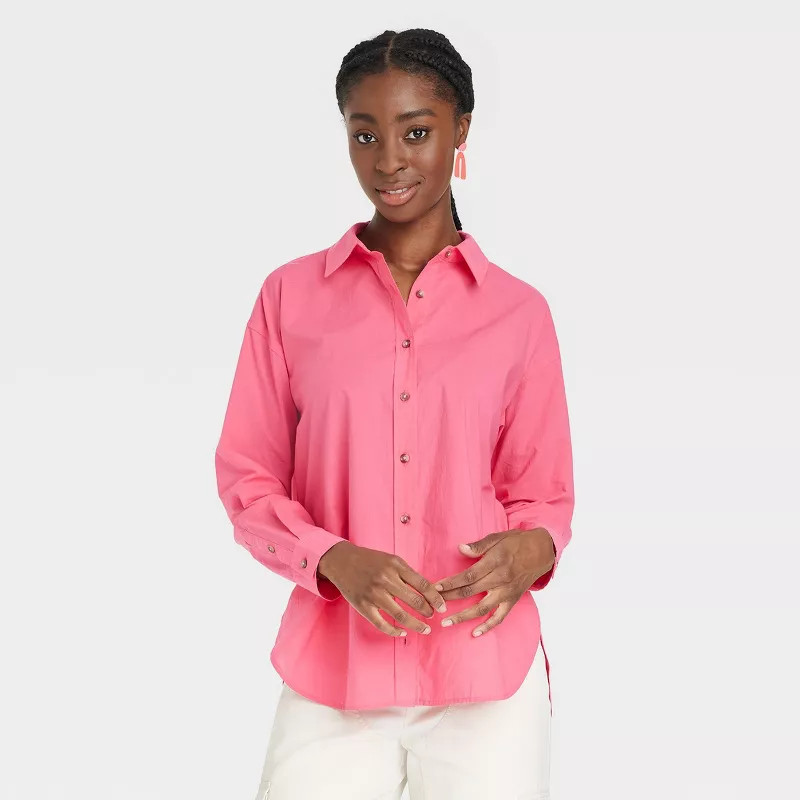 Women's Oversized Long Sleeve Button-Down Shirt - Universal Thread™ | Target