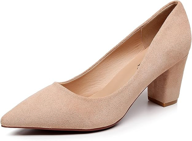 VenusCelia Women's Lewin Pump Chunky Heel Shoe | Amazon (US)