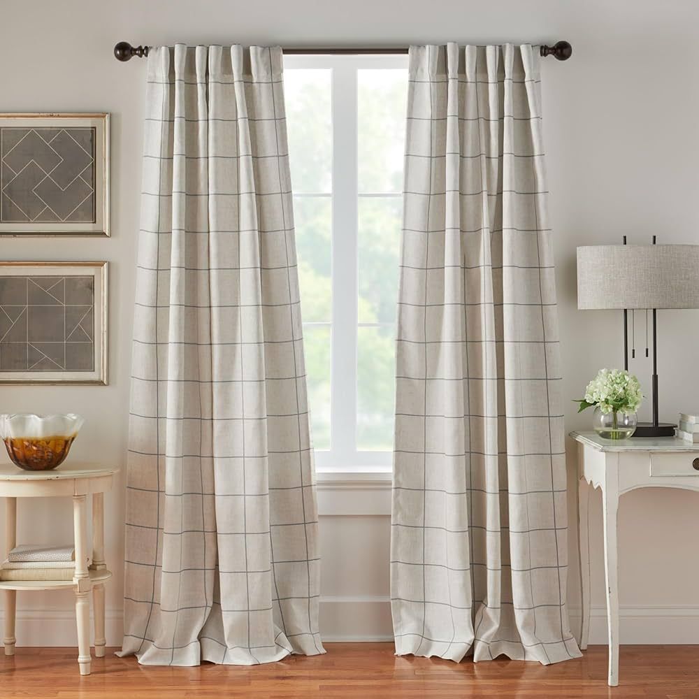 Elrene Home Fashions Brighton Windowpane Plaid Blackout Window Curtain, Living Room and Bedroom D... | Amazon (US)