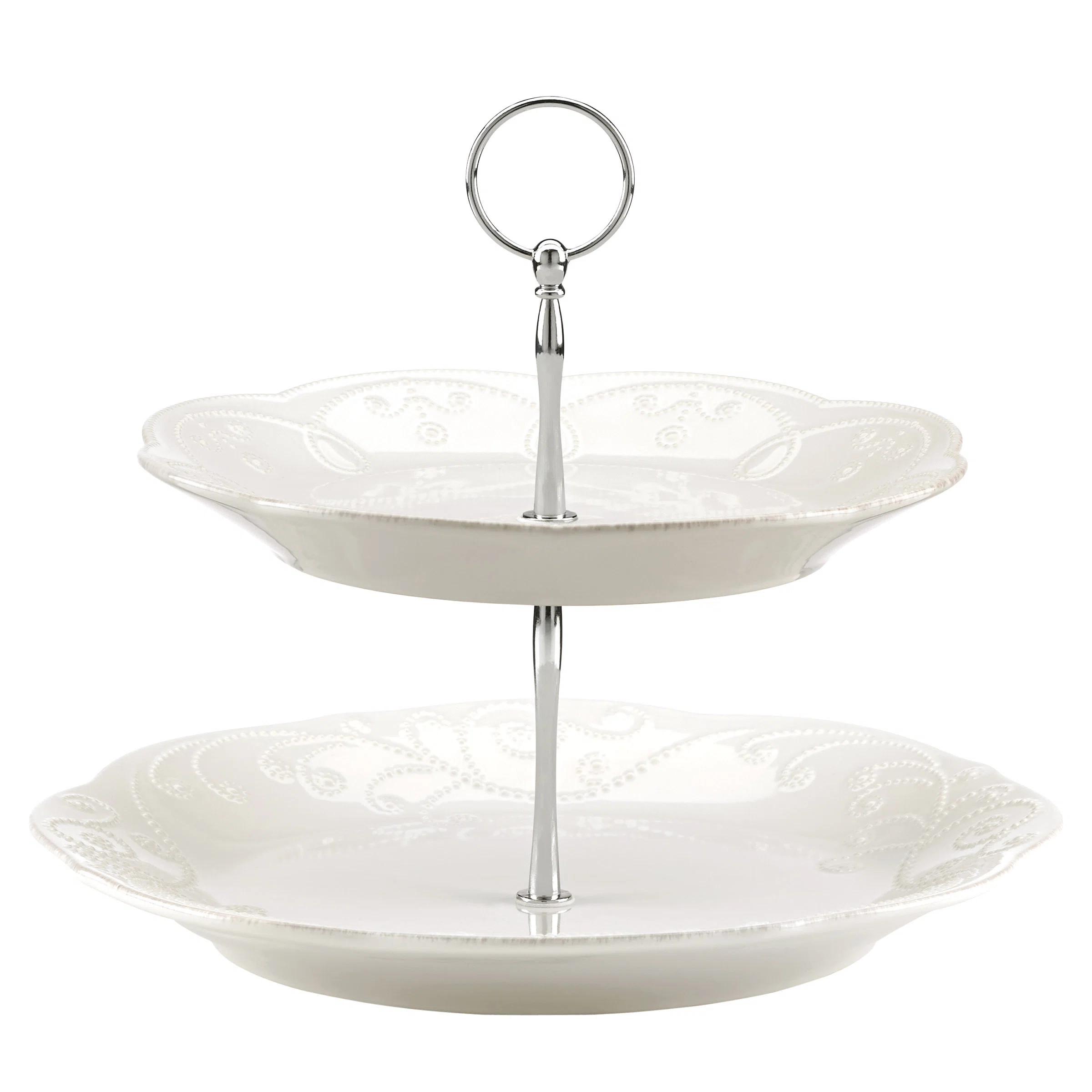 French Perle White 2-Tiered Server | Wayfair North America