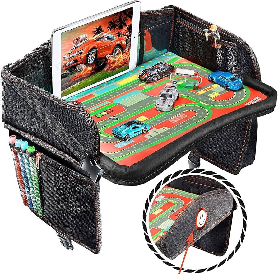 Kids Travel Tray, Toddler Car Seat Tray, Double Sided Activity Organizer, Snack Lap Tray, Baby St... | Amazon (US)