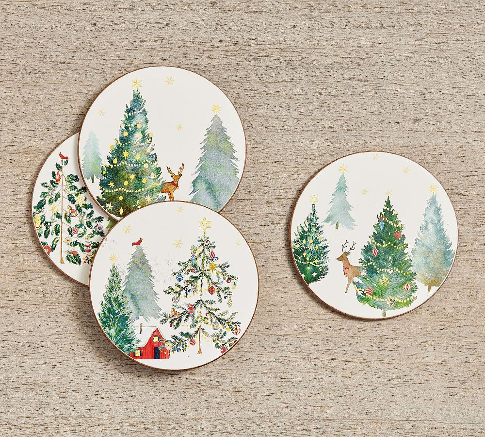 Christmas in the Country Cork Coasters - Set of 4 | Pottery Barn (US)
