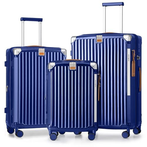 Joyway Luggage Sets 3 Piece, Expandable Suitcase with Smart Cup Holder and USB Port, Hardside Carry On Checked with TSA Lock Spinner Double Wheels, Blue | Amazon (US)