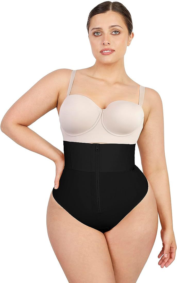 SHAPELLX Tummy Control Thong Shapewear for Women High Waisted Shaping Thong Panties Higher Power ... | Amazon (US)