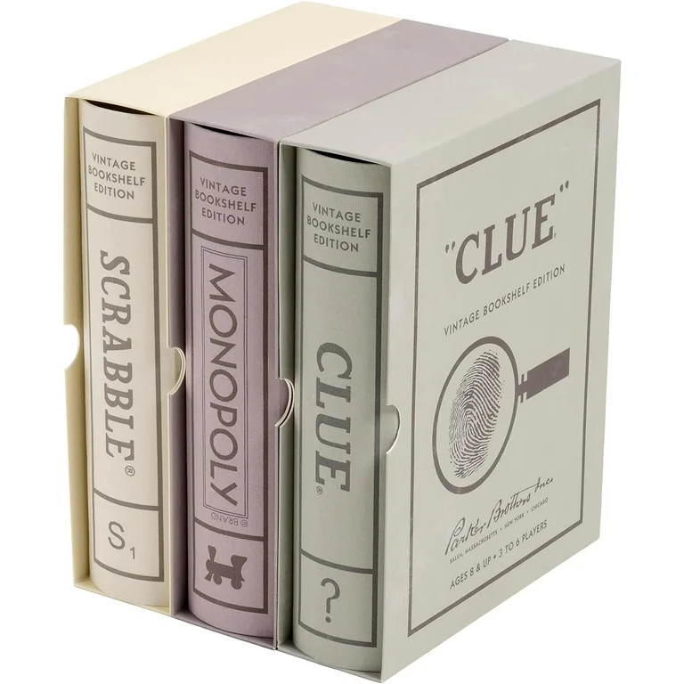 Scrabble, Monopoly, and Clue Vintage Board Game Bookshelf Collection | Walmart (US)