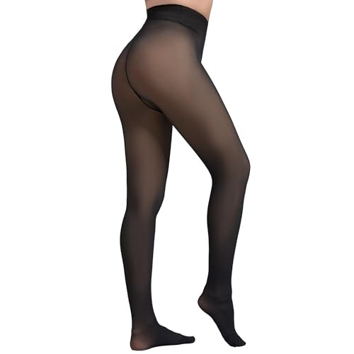 2025 One-Seam Fleece Lined Tights More Warmth Fake Translucent Pantyhose High Waist Thermal Leggi... | Amazon (US)