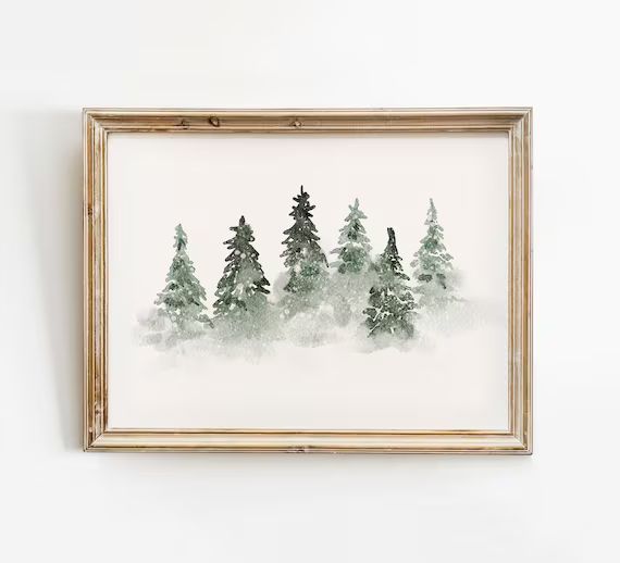 Christmas Print, Winter trees Christmas Decor, Christmas Printable Wall Art, Snowy Winter Forest ... | Etsy (CAD)