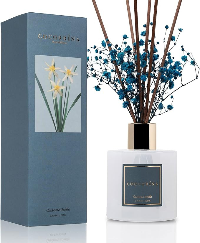 Cocorrína Premium Reed Diffuser Set with Preserved Baby's Breath & Cotton Stick Cashmere Vanilla... | Amazon (US)