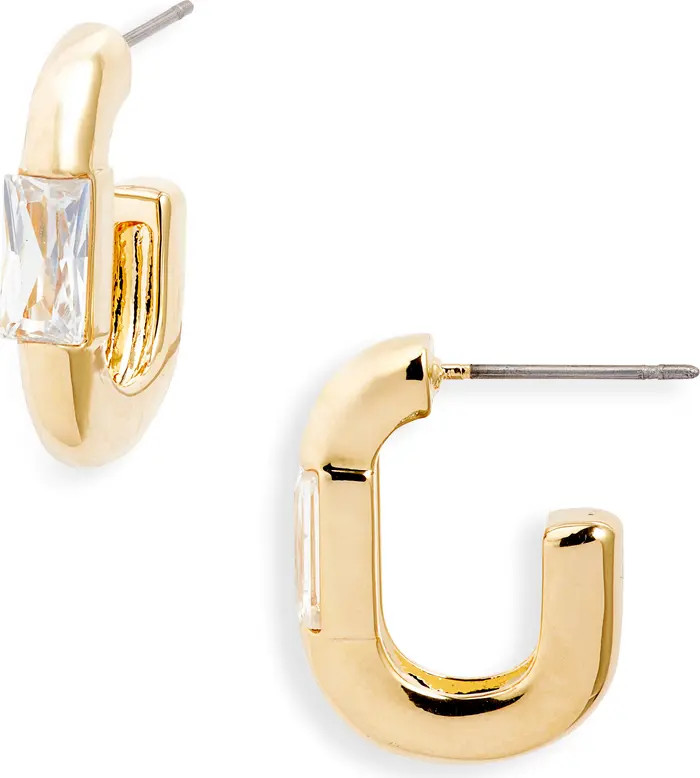 Nordstrom Baguette Cubic Zirconia Oval Hoop Earrings | Nordstrom | Nordstrom
