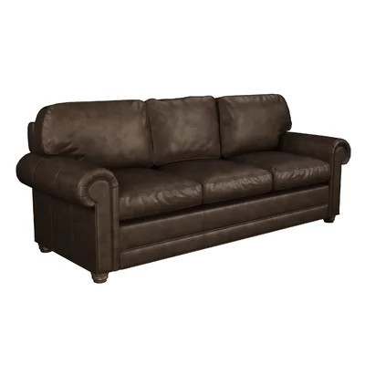 Starisha 90" Genuine Leather Rolled Arm Sofa Bed | Wayfair North America