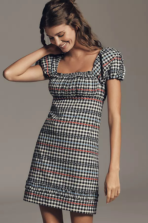 Textured Puff-Sleeve Mini Dress | Anthropologie (US)