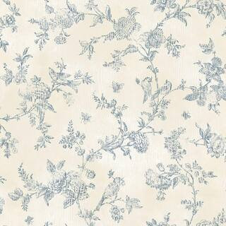 French Nightingale Blueberry Toile Blueberry Wallpaper Sample | The Home Depot