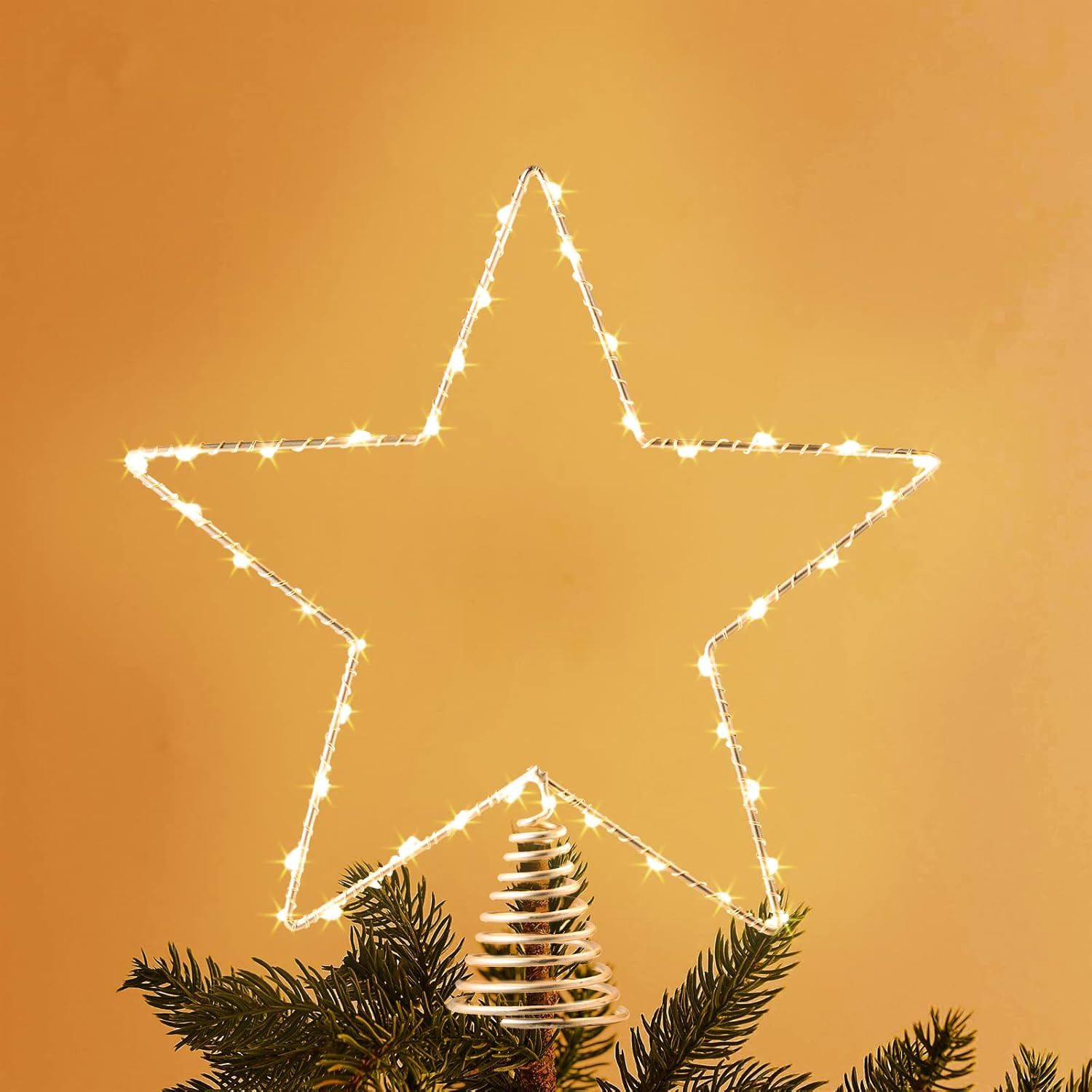 YEAHOME Christmas Star Tree Topper, Lighted 5-Point Star Tree Toppers Christmas Tree Star with 40... | Amazon (US)