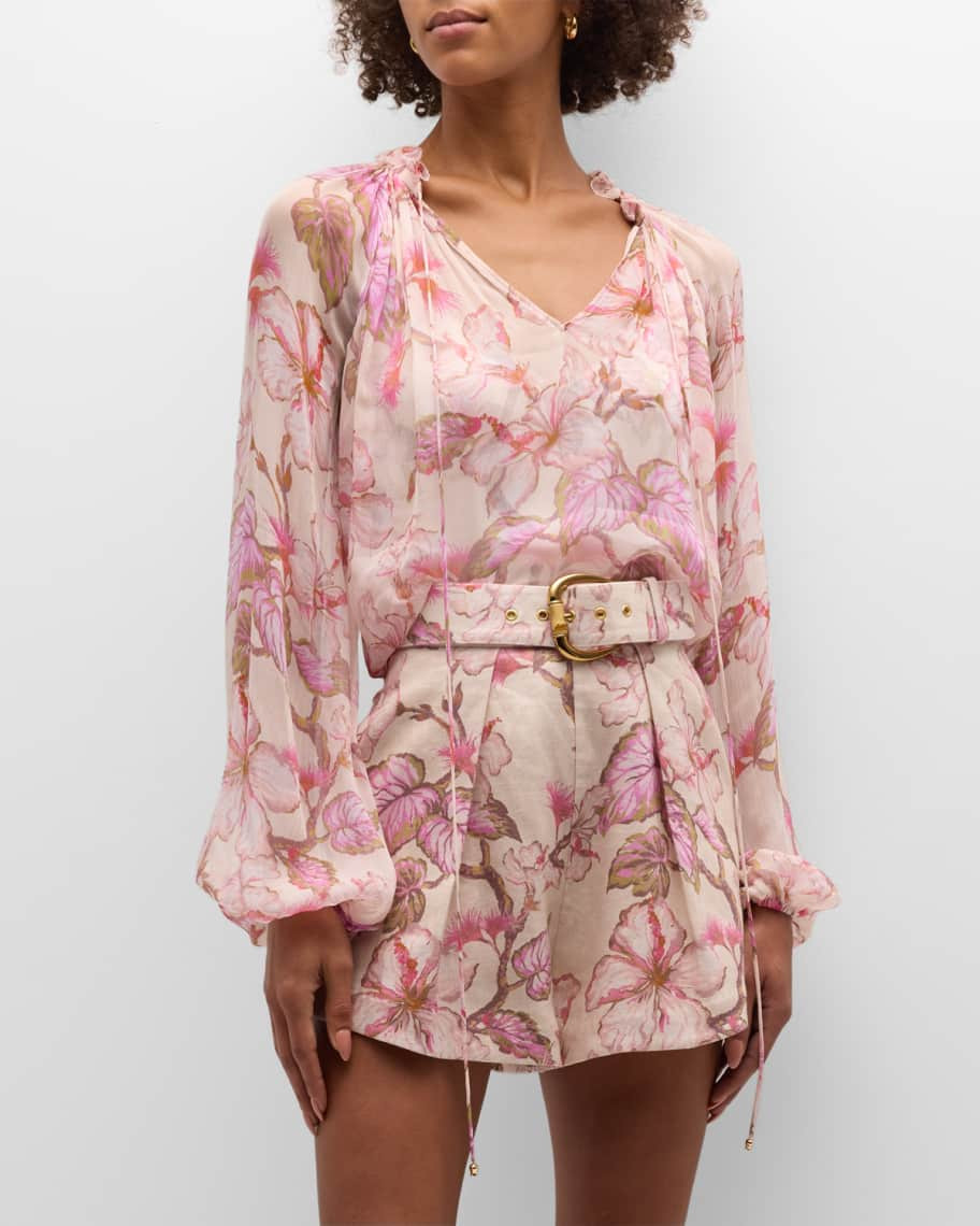 Zimmermann Matchmaker Floral Billow Blouse | Neiman Marcus