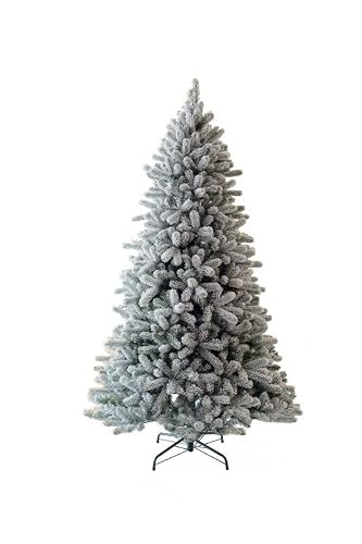 KING OF CHRISTMAS 9ft Snow Flocked Artificial Christmas Tree Unlit, King Flock Christmas Tree with Metal Stand, Hinged Xmas Tree for Holiday Home Office Indoor & Outdoor Christmas Decor | Amazon (US)