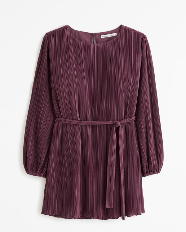 Women's Satin Plisse Easy Mini Dress | Women's | Abercrombie.com | Abercrombie & Fitch (US)