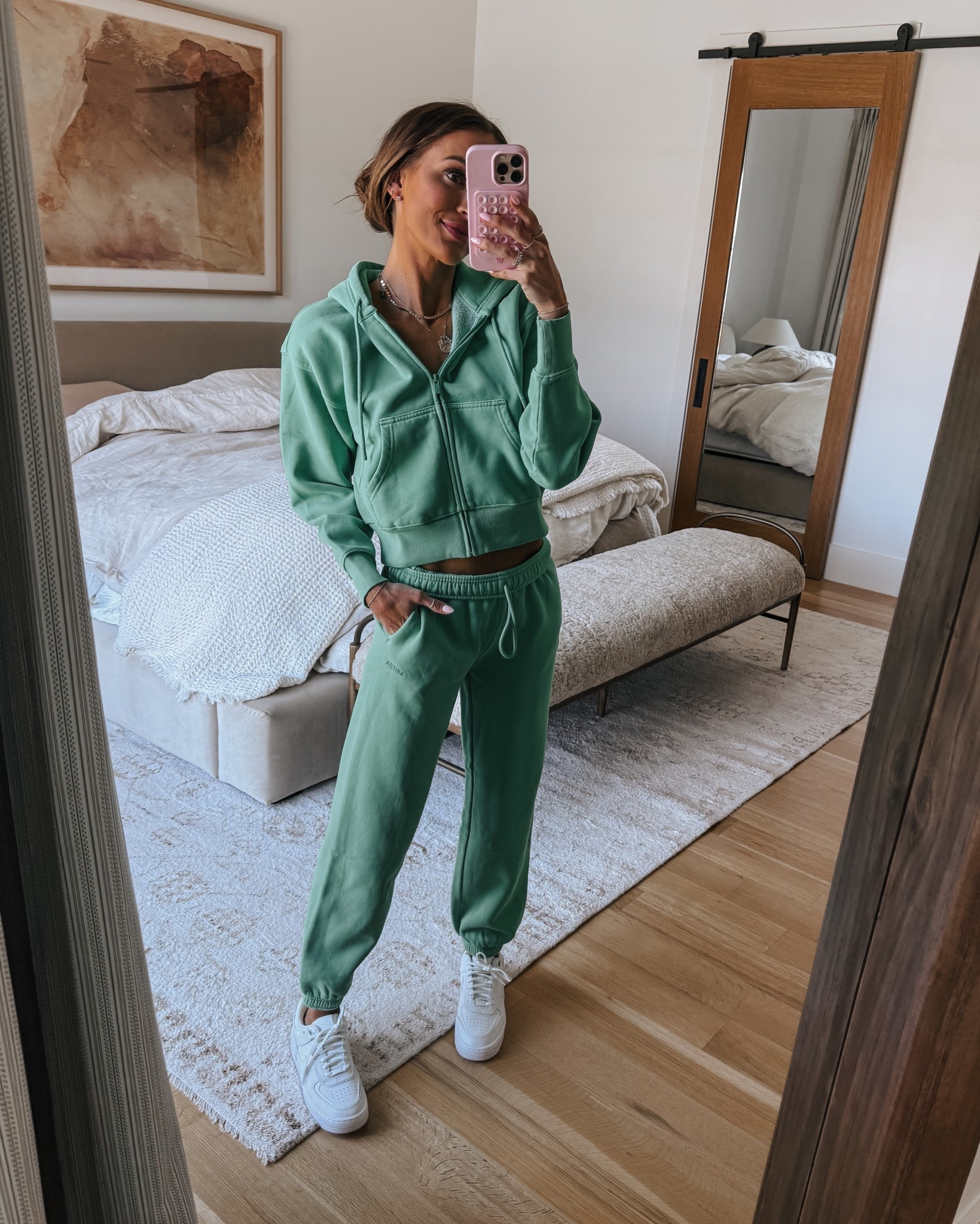 aritzia sweat sets are my fave. this color is so good!