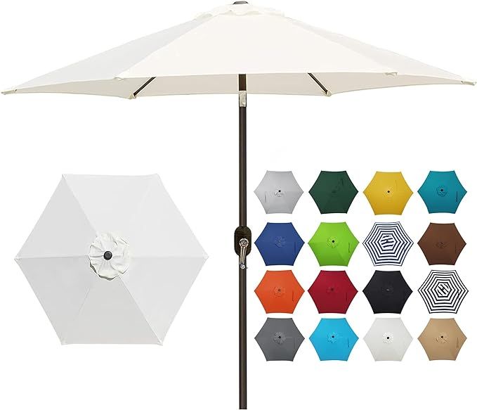 Blissun 7.5 ft Patio Umbrella, Yard Umbrella Push Button Tilt Crank (Cream White) | Amazon (US)