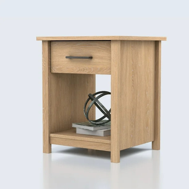 Mainstays Hillside Nightstand with Drawer, Dover Oak Finish | Walmart (US)