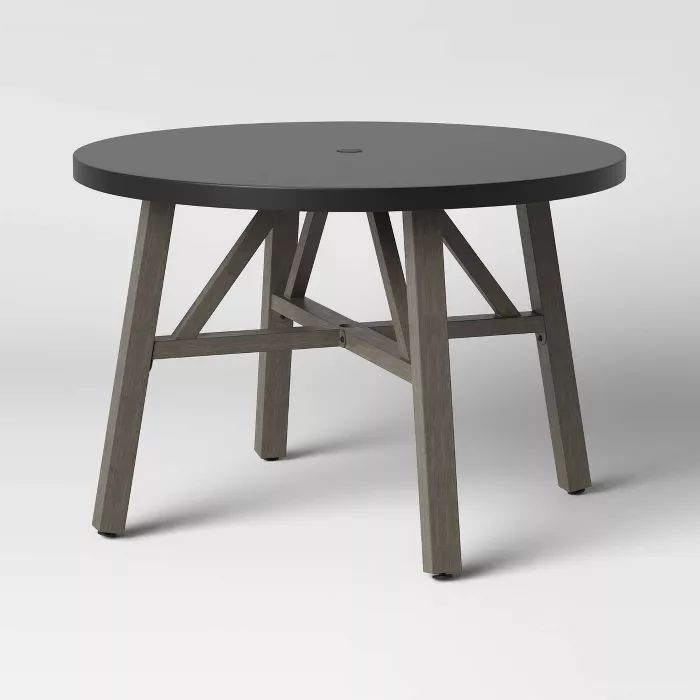 Faux Concrete & Wood 4 Person Round Patio Dining Table - Smith & Hawken™ | Target
