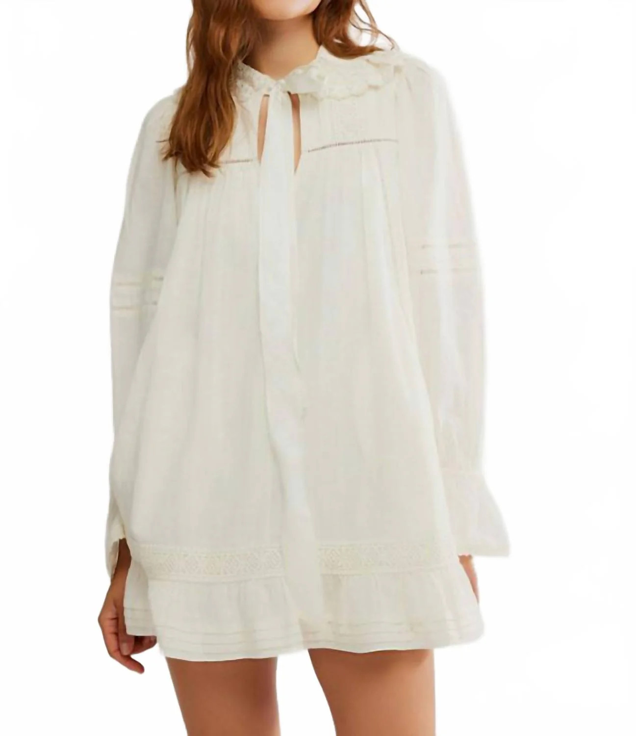 5 O'clock Tea Time Pull On Mini Dress In Ivory | Shop Simon