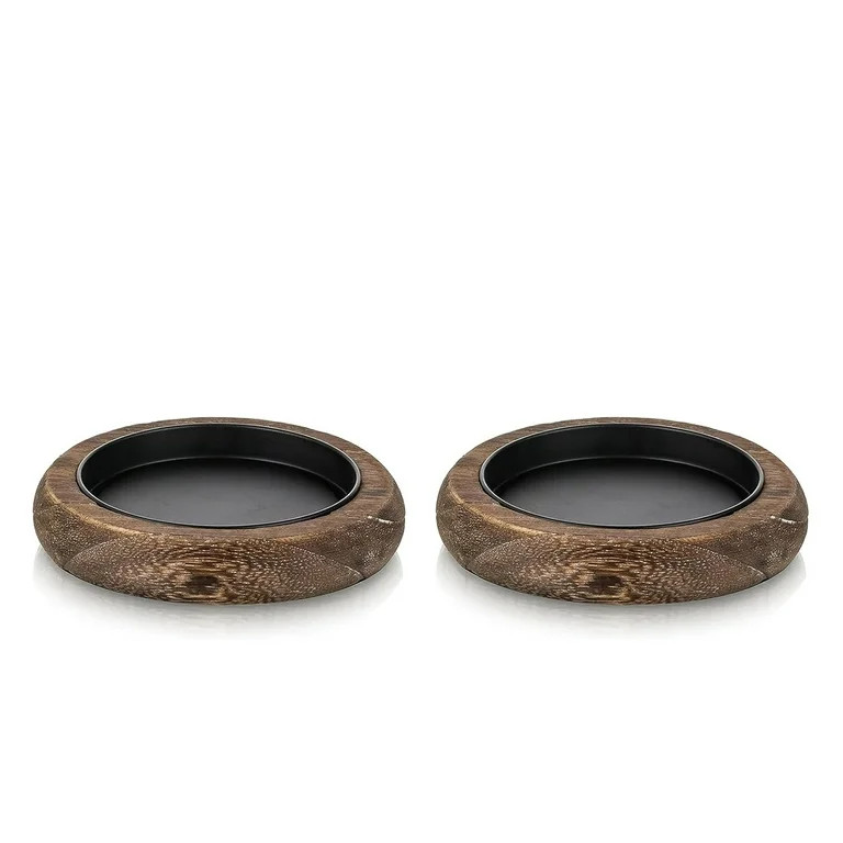 Sziqiqi Rustic Wood Candle Holders for Pillar Candles, Set of 2 - Walmart.com | Walmart (US)