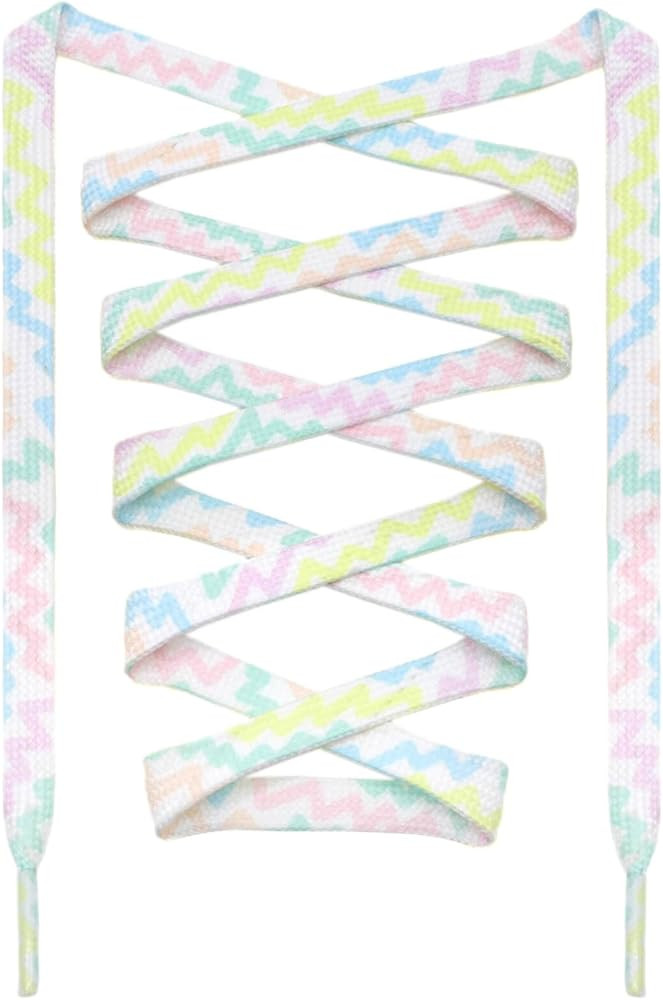 Colored Printed Flat Shoelaces: 2 Pair Patterned Shoe Laces for Sneakers | Amazon (US)