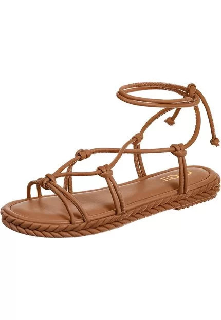 Sandália Amarração Gigil Papete Rasteira Trança Caramelo | Dafiti (BR)