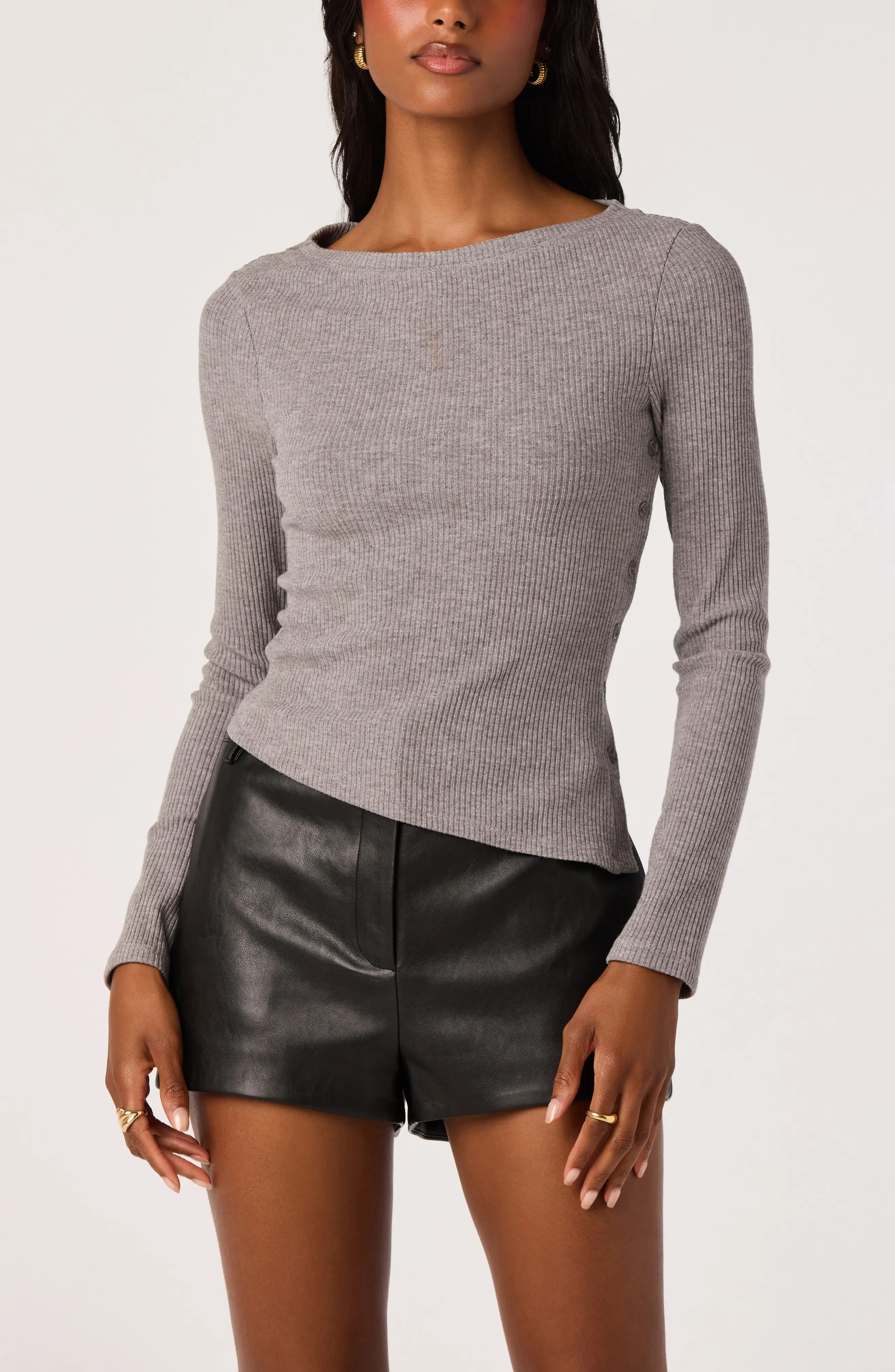 ASTR the Label Jaylene Ribbed Sweater in Grey at Nordstrom Rack, Size X-Small | Nordstrom Rack