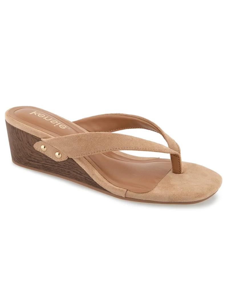 Kensie Nolita Thong Faux Wood Wedge | Walmart (US)