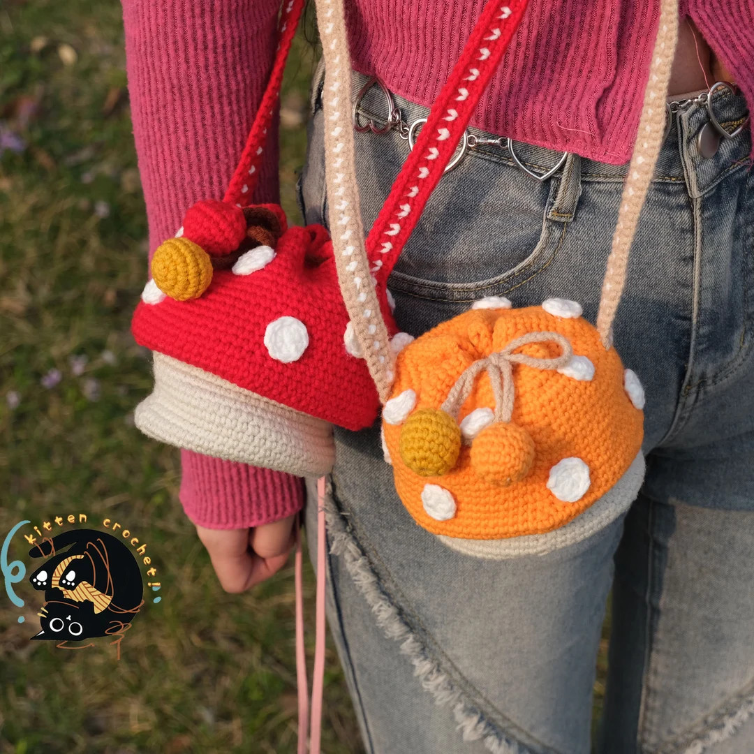 Crochet Mushroom Crossbody Bag, Handmade Mushroom Bag, Knitted Mushroom Bag, Mushroom Purse,gifts... | Etsy (US)