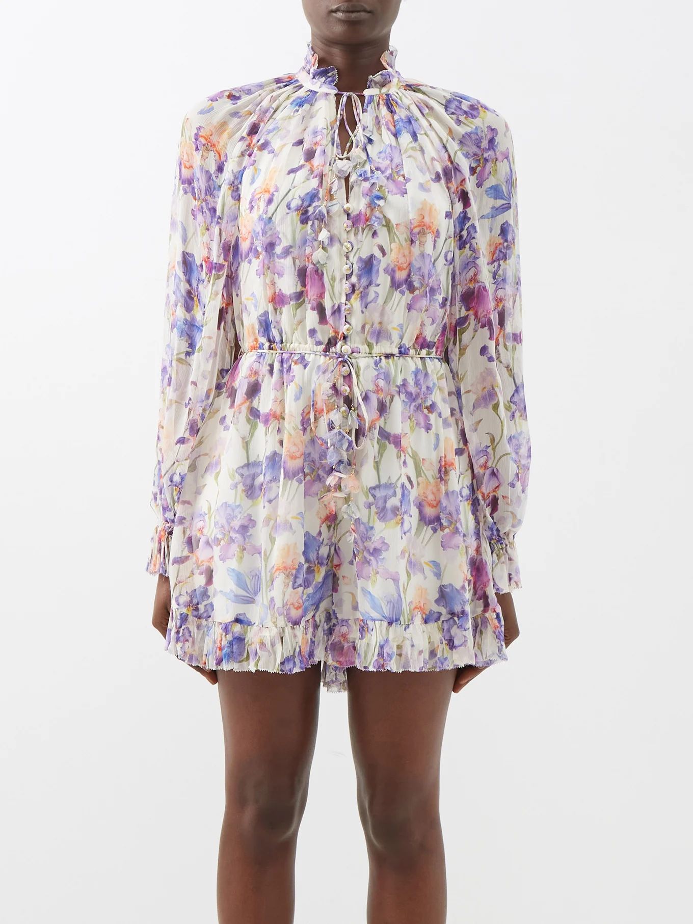 Tama iris-print silk-voile playsuit | Matches (US)