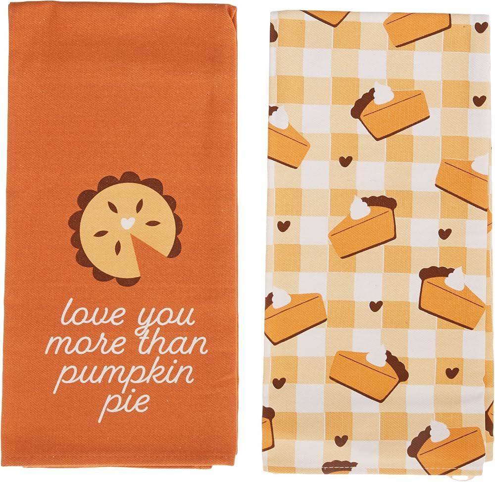 Pearhead Holiday Decor, Kitchen Tea Towels Fall Home Décor, Set of 2, Love You More Than Pumpkin... | Amazon (US)