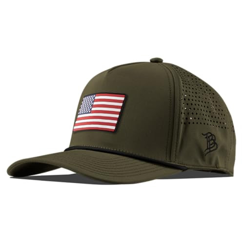 Branded Bills Old Glory PVC Curved 5 Panel Rope Hat, Loden, Fits 7-7 7/8, Adjustable Snapback | Lightweight, Comfort Stretch, & Quick Dry Baseball Cap | Amazon (US)