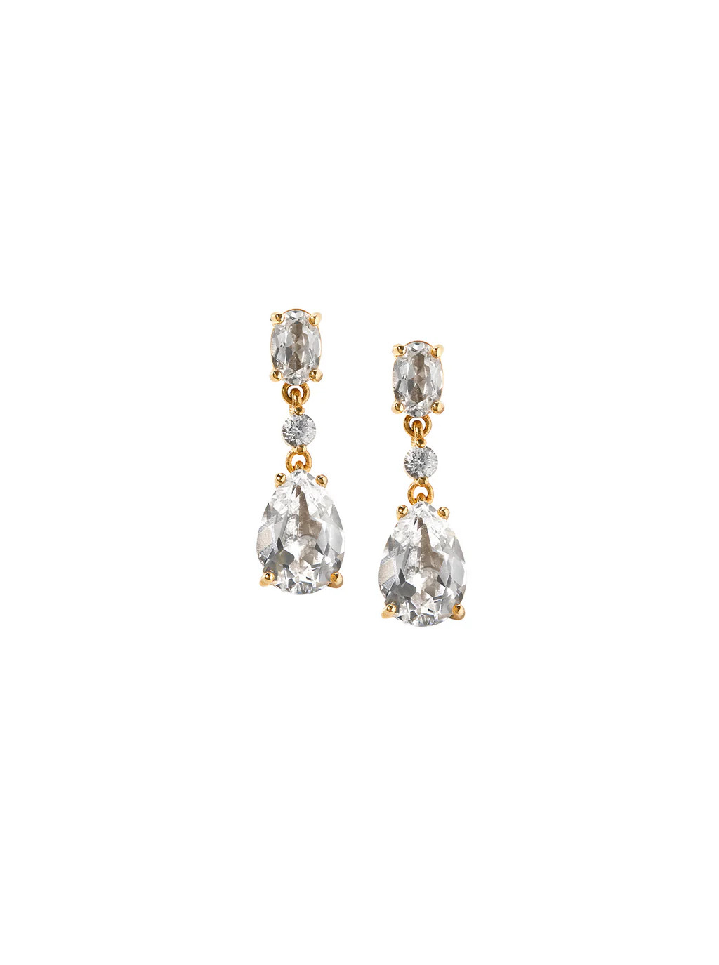 BEA, 5 CARAT LAB WHITE SAPPHIRE GOLD DROP EARRINGS | Dorsey