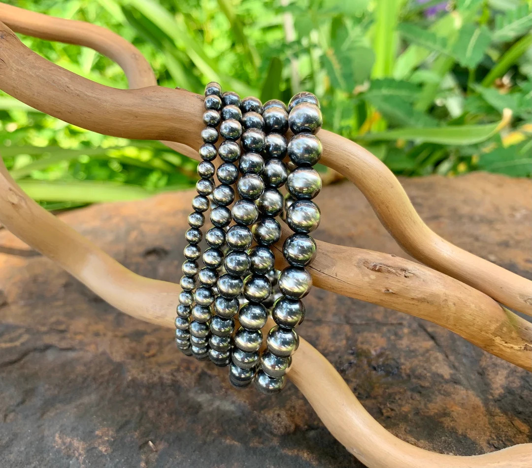 Navajo Pearl .925 Sterling Silver Bracelets 4mm, 5mm, 6mm, 7mm or 8mm Sizes Available. Stackable ... | Etsy (US)