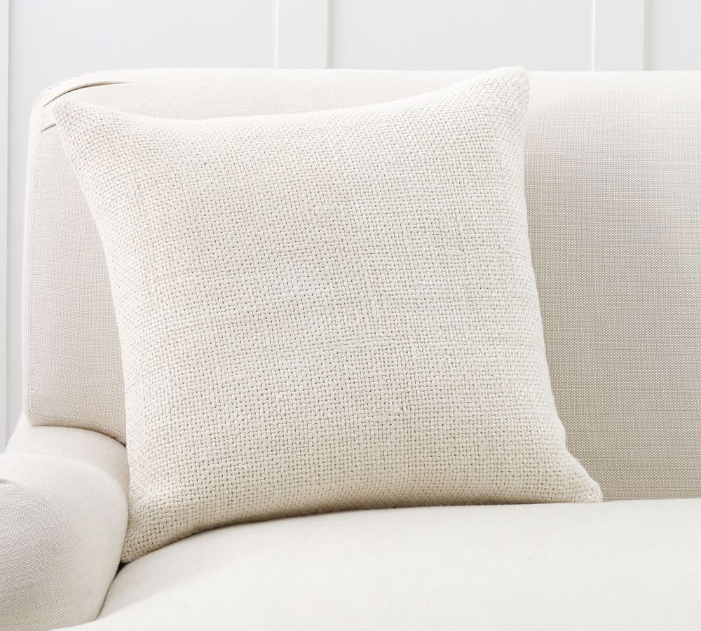Faye Linen Textured Pillow Cover, 20 x 20&amp;quot;, Ivory | Pottery Barn (US)