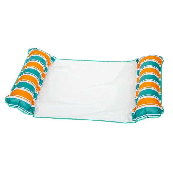 Aqua-Leisure 4-in-1 Monterey Hammock Pool Float, Teal/Orange Stripe, 250 lb Capacity | Walmart (US)