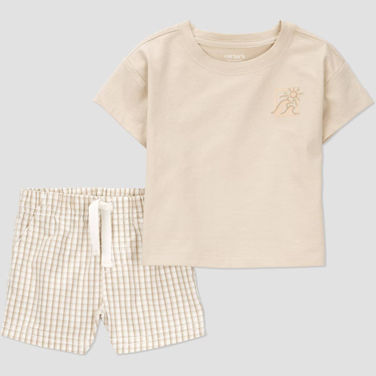 Carter's Just One You® Baby Boys' Gingham Shortalls Set - Brown | Target