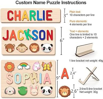 Personalized Name Puzzle for Kids, Custom Baby Gifts, Wooden Puzzles for Toddlers, Early Learning... | Amazon (US)