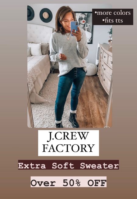 J.Crew Factory super soft crewneck sweater is almost 60% off, more colors available. Pink Lily skinny jeans with sweater socks and combat boots

Sale, sweaters, casual winter outfit, weekend outfit, casual outfit, stretchy jeans, boots, winter boots, amazon fashion, Amazon finds, deals, gift guide, holiday

#LTKstyletip #LTKsalealert #LTKunder50