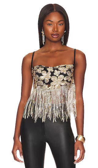 Colette Crop Top in Gold | Revolve Clothing (Global)