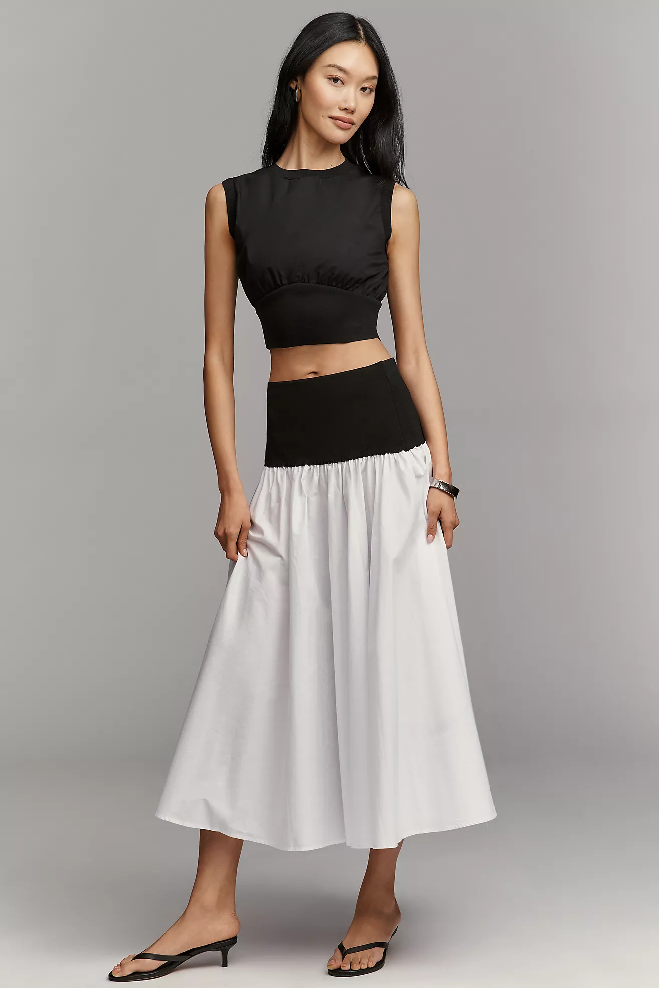 By Anthropologie Cotton Sleeveless Waisted Crop Top | Anthropologie (US)