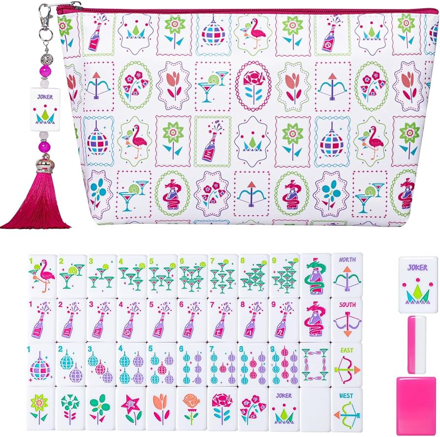160 Acrylic American Mahjong Game Set with Carrying Bag and Accessories, 1.41’’ Mahjong Tile ... | Amazon (US)