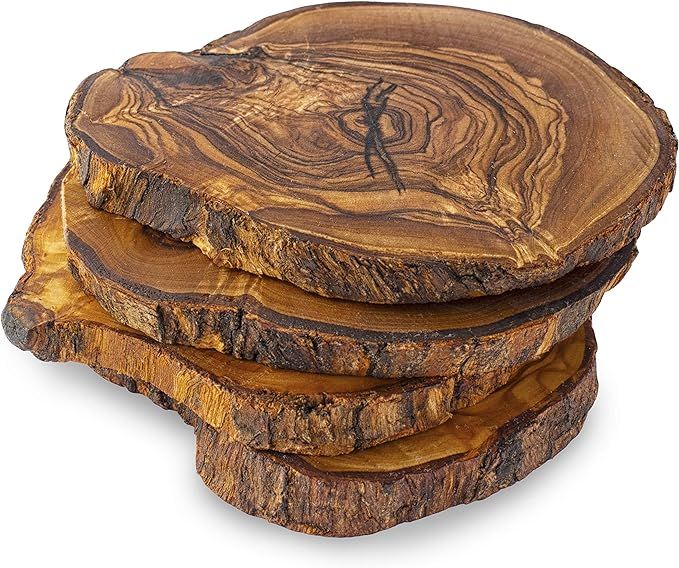 Forest Decor Wooden Coasters, Set of 4, Perfect Wood Coasters for Table or Cabin Decor, Rustic Ho... | Amazon (US)