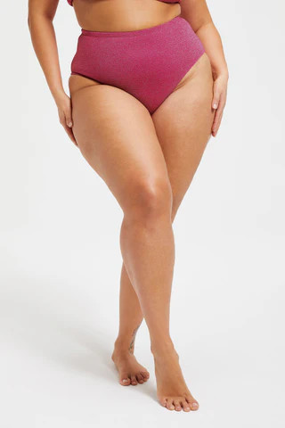 Sparkle Swim Brief Hawaiian Pink001, Plus Size 6 | Good American