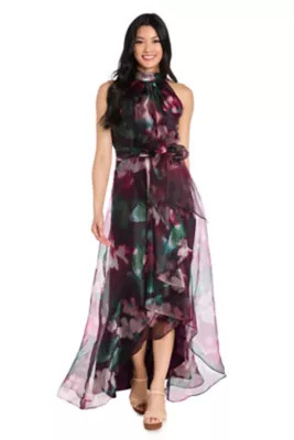 Printed Organza High Low Dress | Belk